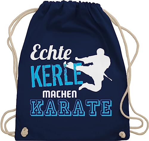 Turnbeutel Rucksack - Kampfsport - Echte Kerle machen Karate - Unisize - Navy Blau - kinderturnbeutel sport männer stoffbeutel tasche kinder beutel sportbeutel stoffturnbeutel trainingsbeutel