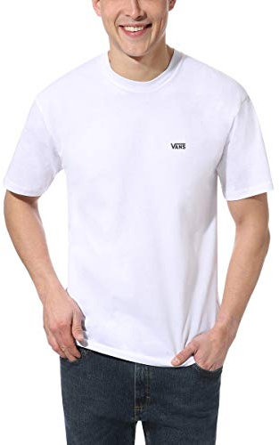 Vans Men's LEFT CHEST LOGO TEE Regular Fit Crew Neck Short Sleeve T - Shirt, White (White Black Yb), Small (Manufacturer Size: S)