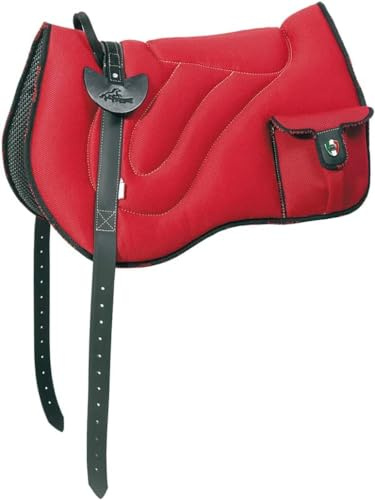 PIONEER Selle de Cheval en Air Mesh Résistant et Respirant pour l'Équitation Naturelle, Selle Confort Fabriquée en Italie, Bareback 60 x 45 cm avec Sangle en Néoprène - Noir