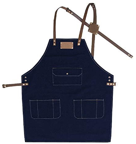 izielad Professionelle Küchenschürze für Chef Artist Grill BBQ Shop Backen für Frauen und Männer mit Kreuz zurück 3 Taschen einstellbar M bis XXL