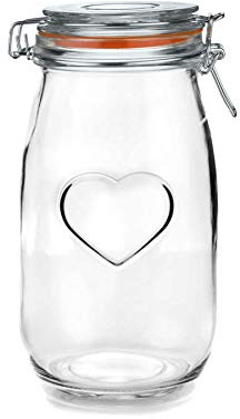 Nicola Spring HerzGlaspeichergläser - 1,5L - Orangendichtung