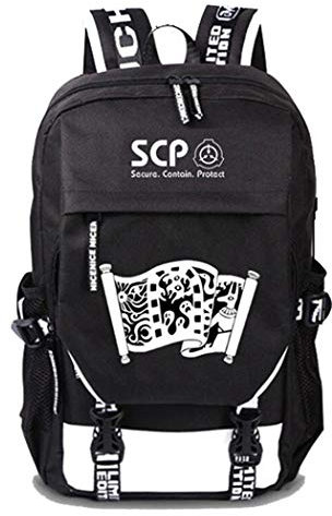 WANHONGYUE SCP Anime Cosplay Rucksack Schultasche Laptop Backpack mit USB-Ladeanschluss Schwarz / 13