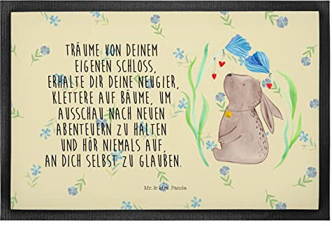 Mr. & Mrs. Panda 50 x 75 cm Fußmatte Hase Blume - Ostergeschenke, Osterdeko, Geschenk, Fussmatten online, erstes Kind, Fußmatte Outdoor, Ostern