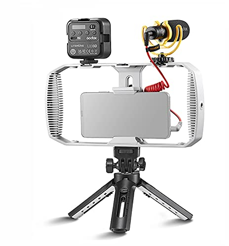 GODOX VK1 VK1-UC VK1-LT VK1-AX Case Cage mit Cold Shoe und 1/4 Schraube für Handyfotografie Vlog Video (VK1-LT)