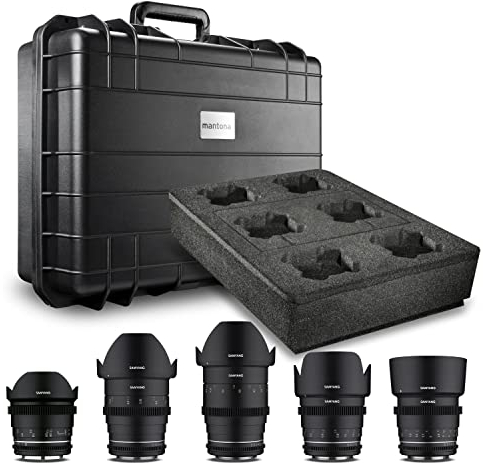 Samyang MF 14mm/24mm/35mm/50mm/85mm MK2 VDSLR Videoobjektive Kofferset für Canon EF