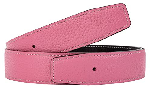 Vatee's Hommes/Femmes Cuir Véritable Réversible Sans Boucle Sangle De Ceinture De Remplacement 32mm de large 125cm longue Rose/Noir
