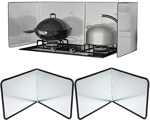 Fett- und Ölspritzschutz für Herdplatte, 2-seitiger Edelstahl-Spritzschutz hinter dem Herd, faltbarer Spritzschutz für Küche, Wand, Backschutz, 30,5 x 40,6 cm, 2 Stück