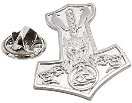 Thors Hammer Mjölnir Metal Enamelled Pin Badge Tie Pin Lapel Badge