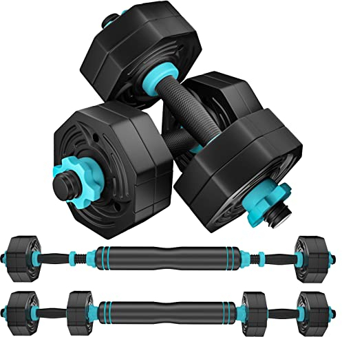 Set di manubri con pesi, 9,1 kg regolabili ARUNDO Exercise Equipment per allenamenti in palestra a casa, pesi gratuiti, set di bilancieri per uomo/donna