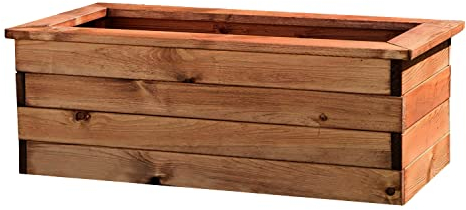 Hortico 82cm Wooden Planter for Garden | Fully Assembled Large Trough | Rectangular Outdoor Plant Pot H31.5 L82 W41 cm, 105.9L, Made in the UK