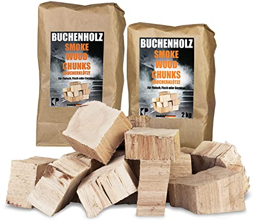 Morceaux à Fumer hêtre 4 kg XXXXL Bois Fumage Grill Fumé Blocs de Fumage Kingpower