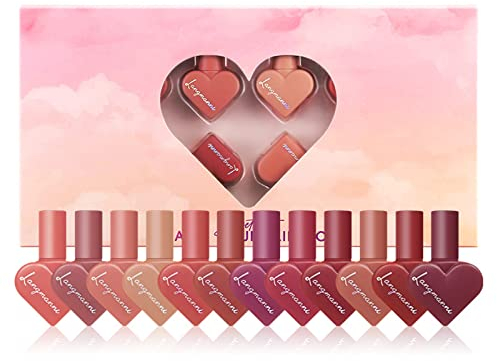 FantasyDay 12 Farben Matte Nudetöne Lippenstift Set Wasserdichte Langlebige Flüssigkeit Lipglosse Frauen Lippen Feuchtigkeitsspendend Lippenpflege - Lippenstifte Geschenkset für Voller Wirkende Lippen