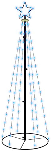 vidaXL Árbol de Navidad Cónico 108 LED Iluminación Navideña Festival Adorno Decoración Jardín Patio Exteiror Interior Azul 70x180 cm