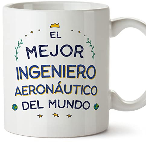 MUGFFINS Tazas para INGENIERO AERONÁUTICO hombre - En Español - Mejor del Mundo - 11 oz / 330 ml - Regalo original y divertido