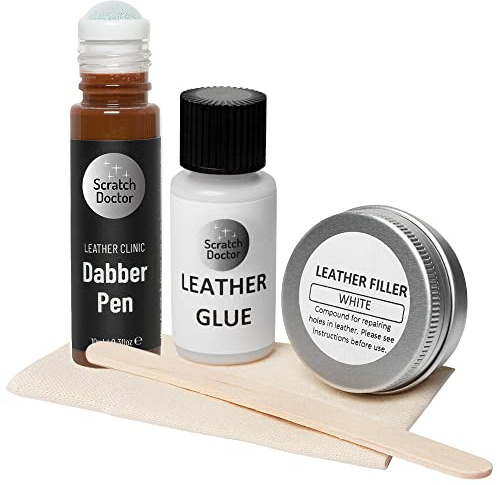 Scratch Doctor Compact Leather Repair Kit Patch, Fill, Glue & Recolour Scratches, Tears, Holes in Leather Furniture, Sofas, Car Seats (Camel)