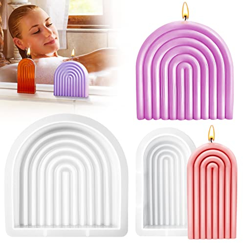 2 Stück Regenbogenbrücken Kerzenformen, Regenbogen Bogen Silikonform Kerzenformen N-förmiger zum Gießen Silikonform Kerzen 3D Silikonformen DIY zur Herstellung von Seife, Kerzen, Handwerk Ornamente