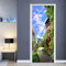 BADALO Türtapete selbstklebend TürPoster 3D Bewirken Fototapete Türfolie Poster Tapete Blauer Himmel, Wege, Gebäude 77 X 200cm Abnehmbar Wandtapete für Wohnzimmer Küche Schlafzimmer