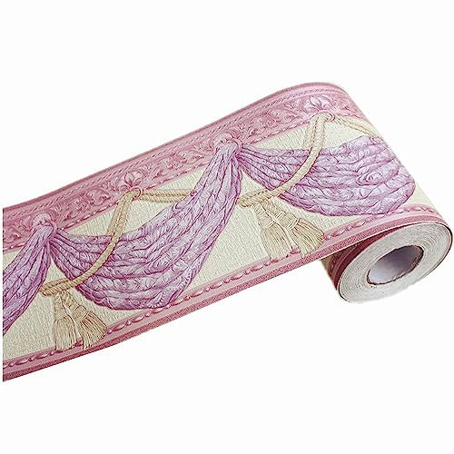DHHOUSE 3D Self Adhesive Purple Wallpaper Border, Peel and Stick Embossed Wall Border for Ceiling Bathroom Living Room 10cm by 5meter (Purple Style)