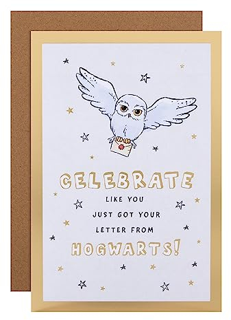 Hallmark Geburtstagskarte – Harry Potter Hedwig Eule & Buchstaben-Design