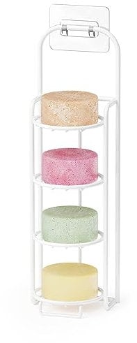 SpaceAid 4 Tier Shampoo Bar Holder for Shower, Self Draining Soap Bar Holders Caddy for Bathroom Wall and Kitchen Sink, Shampoo Bar Dish Rack, Stainless Steel Bar Soap Holder (White)