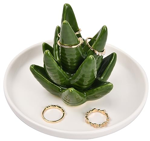 Wisebom Aloe Schmuckständer für Frauen, Aloe-Ringhalter, Kaktus-Ringhalter für Ringe, Ohrringe, Armbänder