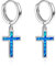 Damen Herren Sterling Silber Blau Opal Creolen Silber Kreuz Ohrringe für Frauen Mädchen Männer Junge Frauen Teenager Mädchen Kind (Blau Opal Kreuz Creolen)