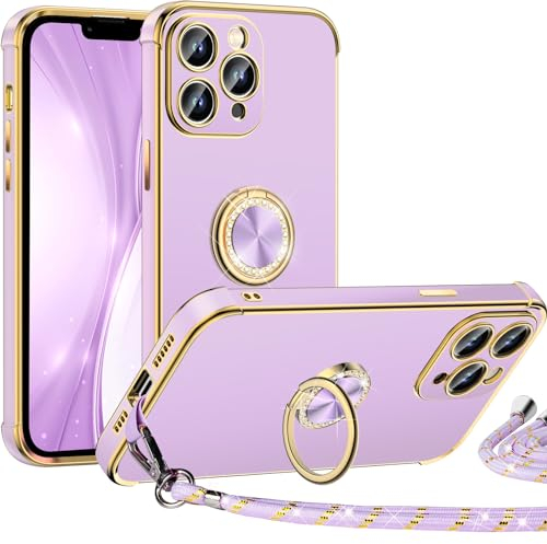 Miss Arts für iPhone 11 Pro Max Hülle mit Band, Ring Ständer Handyhülle Frauen Mädchen Dünn Stoßfeste Schutzhülle für iPhone 11 Pro Max Case Lila