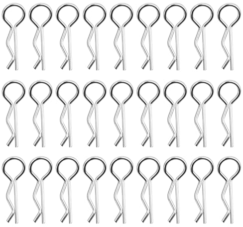 BOBOZHONG Edelstahl körper Clip R Nadel,100 Stücke RC Karosserie Clips, Edelstahl R Typ Pin für 1/10 Fernbedienung Auto Shell Modell Ersatzteil,Karosserie Splinte Klammern