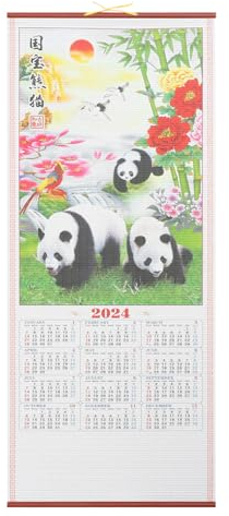 Lurrose Chinesische Wandkalender 2024 Jahr Des Drachen-Wandkalenders Chinesischer Glückskalender Bild Des Pandas Traditionelle Kalender Für Das Heimbüro U. A