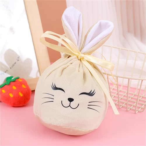 4 Pack Osterhasen Korb Taschen, Osterhasen Kaninchen Ohren Taschen, Kinder Süßigkeiten Geschenken Osterparty Osterhasen Korb Taschen (Hellgelb)