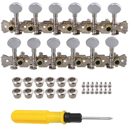 BQLZR Lot de 3 mécaniques chromées 12 cordes pour guitare 1 gauche 1 droite