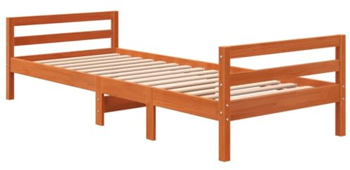 vidaXL Massivholzbett ohne Matratze Wachsbraun 90x200 Kiefernholz