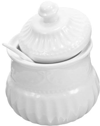 Milisten Craftsmanship Ceramic Sugar Jar Sugar Bowl Container Spoon for Kitchen Storage