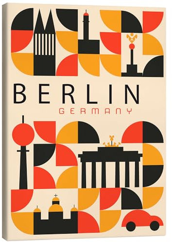 Posterlounge Retro Berlin Travel Leinwandbild von nobelart 70 x 90 cm Beige Wandbilder Wanddeko