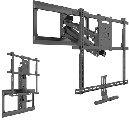 Mount-It! Fireplace Mantel TV Wall Mount, Above Fireplace Drop Down TV Mount, Pull Down Mantle Mount with Spring Assist, Sizes 42-65 inches with VESA from 100x100 to 600x500, max 55 lbs Weight