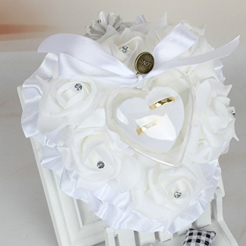 Hochzeitskissen in Herzform, Kissen mit Band, für Hochzeitszeremonie, Rosenlampe