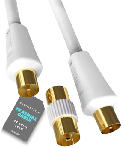 Coaxial TV Aerial Cable Male to Male - Coax Lead With Gold-Plated Connectors - Female Coupler Adapter - Antenna AV Lead For Freeview TV, DVD, VCR, BT, TV Box - 1m/1.8m/2m/3m/5m/10m/15m/30m (30M)