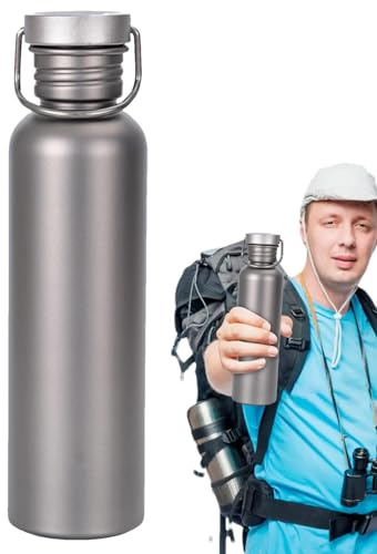 Wassersport-Flasche – Titan-Trinkflasche, Sport-Trinkflasche, auslaufsicher, Fahrrad-Trinkgeschirr, Sport-Trinkflasche, Titan-Wasserflasche mit Deckel für Wandern, Camping, Reisen