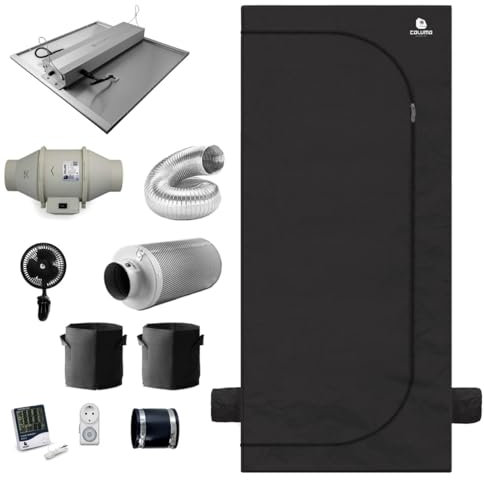Green Spirit Growzelt Komplettset 80x80x180 cm - 150W LED Grow Lampe dimmbar, Classic M, für 2 Pflanzen, Belüftungssystem, Hygrometer, Stofftöpfe - Grow Komplett Set Zelt Schrank Box Wachstum