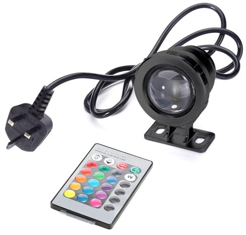 10W RGB LED Unterwasserlicht mit Fernbedienung 16 Farben 4 Lichteffekte IP65 Wasserdicht Design, Solar Teichbeleuchtung,Unterwasser Teichlicht Landschaftsscheinwerfer Tauchstrahler (Schwarz 220V)