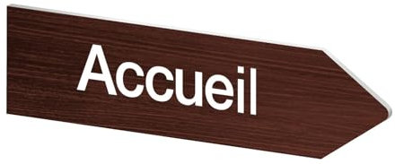 DECOHO - Panneau flèche directionnelle droite personnalisable - Couleur bois foncé - Marron