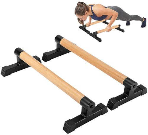Bounabay Parallettes, 50x10 cm Liegestützgriffe mit Holzgriffen, Große Handflächen Liegestütze & handstand griffe, Push Up Bars für Zuhause, Calisthenics Equipment
