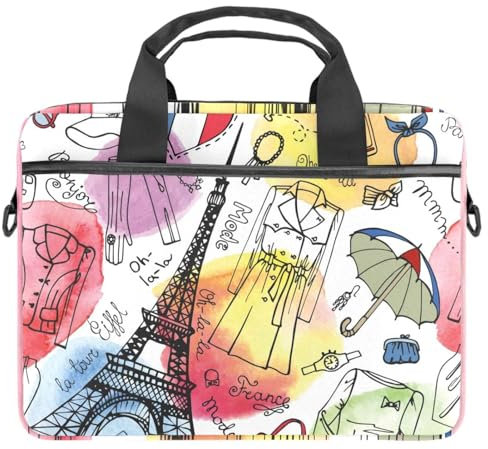 Francia Moda Abbigliamento Indossare Laptop Spalla Messenger Bag Crossbody Briefcase Messenger Sleeve per 13 13.3 14.5 Pollice Laptop Tablet Proteggere Tote Bag Caso, Multi, 11x14.5x1.2in /28x36.8x3