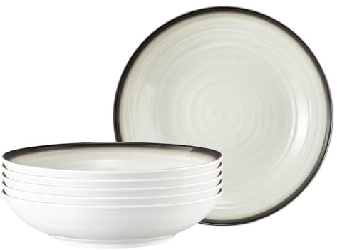 Seltmann Weiden Terra Pastateller 6er Set, 26 cm, Tiefe Coupteller mit spiralförmigem Relief, Spülmaschinen- und mikrowellenfest, Porzellan, Corso