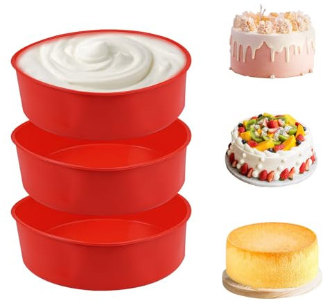 3 Pièces Moule Gateau Silicone Rond 6 Pouces Moule a Gateau Silicone, Antiadhésif Moule Gateau Rond, Moule a Gateau Rond en Silicone, Moule Silicone Patisserie pour Gateau, Mousse, Gâteau Au Fromage