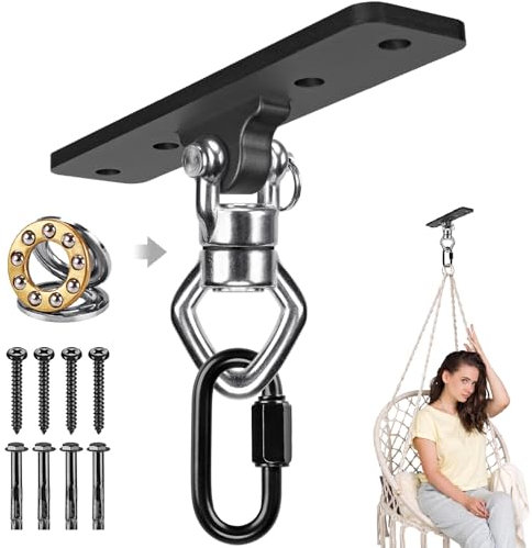 BeneLabel Cuscinetto per gancio oscillante, resistente, girevole a 360 gradi, kit per appendere il sacco da boxe Staffa di montaggio a parete per corda da yoga/cerchio aereo/kit di sospensione in