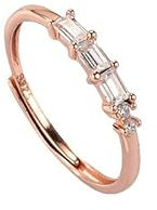 DyLyz Anello da donna in argento sterling 925 semplice delicato quadrato scintillante zircone oro rosa vintage pietra portafortuna regolabile taglio vistoso pietra preziosa anello da dito anell