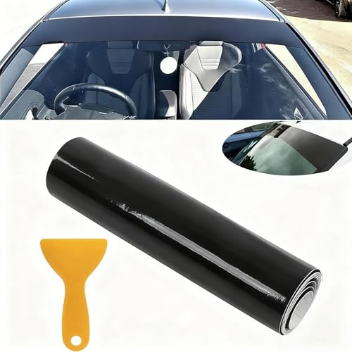 Car Sun Strip Windscreen Sticker, Gloss Black PVC Anti Glare Strip 140x20cm | Trim to fit design, UV protection, heat resistance, strong adhesion, easy installation, suitable for cars and vans