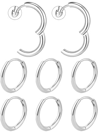 Mochity 4 Paar Ohrringe Gold Damen, Hypoallergene Ohrringe Set Creolen Silber Edelstahl, 8-20mm Creolen Kreolen Klein Knorpel Ohrring, Schmuck Damen Geschenk Frauen