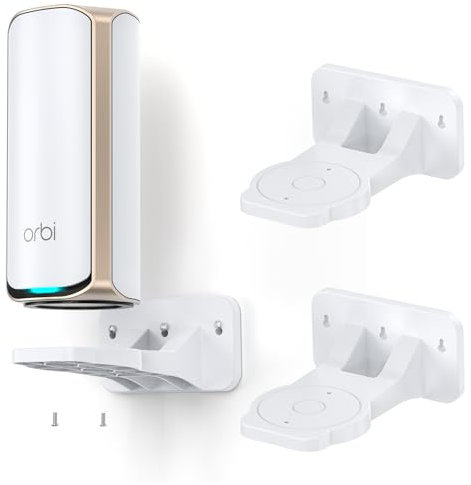 Wall Mount for Orbi WiFi 7 Routers - Compatible with Orbi 970, 870, 770 Series & Nighthawk WiFi 7 Mesh Systems, Orbi Secure Bracket Holder for Save Space & Boost Signal (RBEWMB-10000S) (White, 2-Pack)